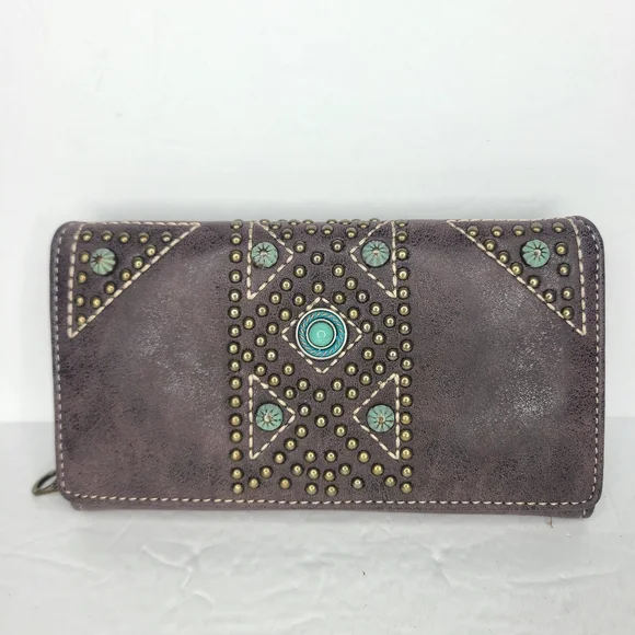 Montana West Azted Concealed Carry Satchel And Wallet‎ Set Coffee - Picture 7 of 10